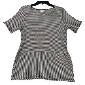 HIP Women’s Medium Black White Striped Dress Short Sleeve Casual Made in USA